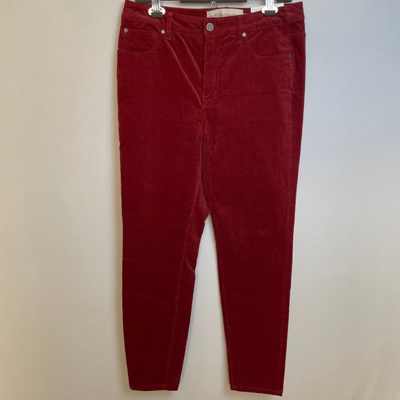 Soft Surroundings Womens Corduroy Skinny Pants Size 10 Missy Red High Rise - Picture 1 of 8